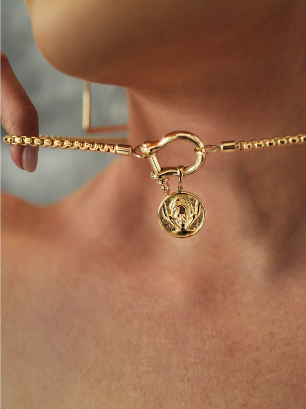 Gold Medallion Toggle Necklace - Women Jewelry